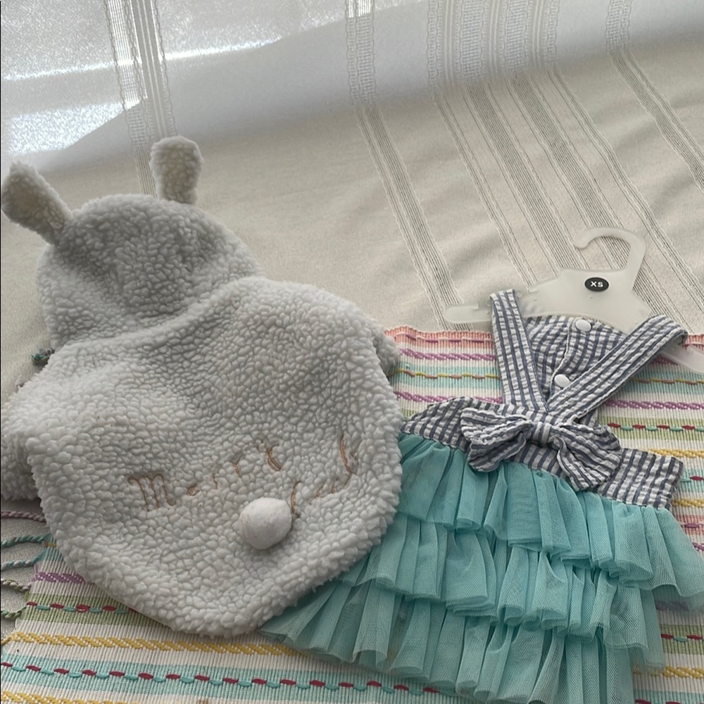 Puppy dress and fleece hooded jacket with lamb 🐑 ears